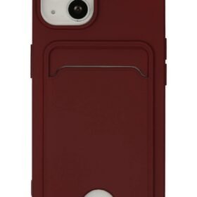 iPhone 14 Plus Kılıf Kelvin Kartvizitli Silikon - Bordo-(5796)