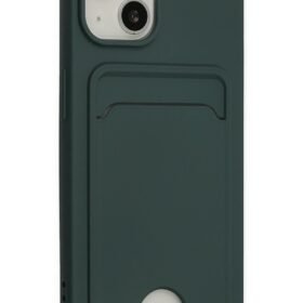 iPhone 14 Plus Kılıf Kelvin Kartvizitli Silikon - Koyu Yeşil-(5796)