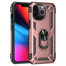 iPhone 14 Pro Kılıf Sofya Yüzüklü Silikon Kapak - Rose-(5796)