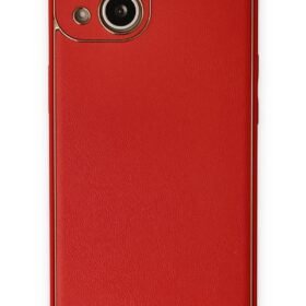 iPhone 14 Plus Kılıf Coco Deri Silikon Kapak - Kırmızı-(5796)