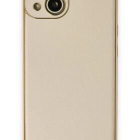 iPhone 14 Plus Kılıf Coco Deri Silikon Kapak - Gold-(5796)