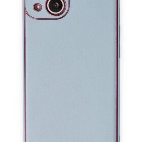 iPhone 14 Plus Kılıf Coco Deri Silikon Kapak - Sky Blue-(5796)