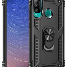 Huawei P40 Lite E Kılıf Sofya Yüzüklü Silikon Kapak - Siyah-(5796)