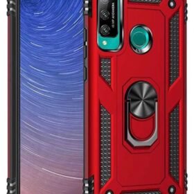 Huawei P40 Lite E Kılıf Sofya Yüzüklü Silikon Kapak - Kırmızı-(5796)