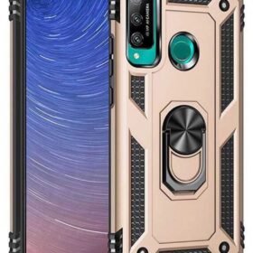 Huawei P40 Lite E Kılıf Sofya Yüzüklü Silikon Kapak - Gold-(5796)