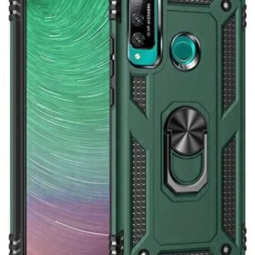 Huawei P40 Lite E Kılıf Sofya Yüzüklü Silikon Kapak - Yeşil-(5796)