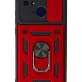 Xiaomi Redmi 10C Kılıf Pars Lens Yüzüklü Silikon - Kırmızı-(5796)