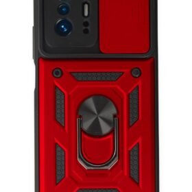 Xiaomi Mi 11T Pro Kılıf Pars Lens Yüzüklü Silikon - Kırmızı-(5796)