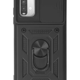 Xiaomi Redmi Note 9 4G Kılıf Pars Lens Yüzüklü Silikon - Siyah-(5796)