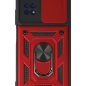 Xiaomi Poco M4 Pro 4G Kılıf Pars Lens Yüzüklü Silikon - Kırmızı-(5796)