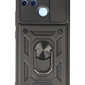 Realme C25Y Kılıf Pars Lens Yüzüklü Silikon - Siyah-(5796)