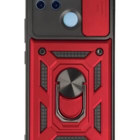 Realme C25Y Kılıf Pars Lens Yüzüklü Silikon - Kırmızı-(5796)