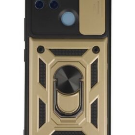 Realme C25Y Kılıf Pars Lens Yüzüklü Silikon - Gold-(5796)