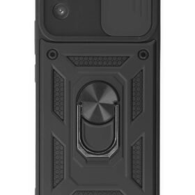Samsung Galaxy A03 Kılıf Pars Lens Yüzüklü Silikon - Siyah-(5796)
