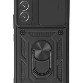 Samsung Galaxy S22 Kılıf Pars Lens Yüzüklü Silikon - Siyah-(5796)