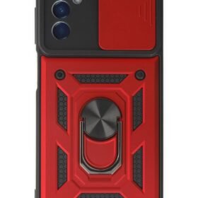 Samsung Galaxy A04S Kılıf Pars Lens Yüzüklü Silikon - Kırmızı-(5796)