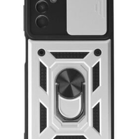 Samsung Galaxy A04S Kılıf Pars Lens Yüzüklü Silikon - Gümüş-(5796)