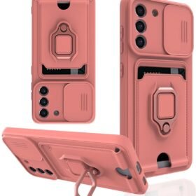 Samsung Galaxy S21 FE Kılıf Zuma Kartvizitli Yüzüklü Silikon - Pembe-(5796)