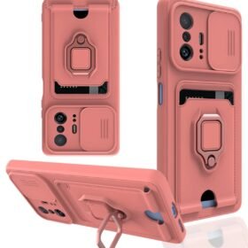 Xiaomi Mi 11T Pro Kılıf Zuma Kartvizitli Yüzüklü Silikon - Pembe-(5796)