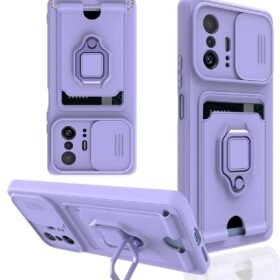 Xiaomi Mi 11T Pro Kılıf Zuma Kartvizitli Yüzüklü Silikon - Lila-(5796)