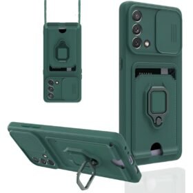 Oppo A74 4G Kılıf Zuma Kartvizitli Yüzüklü Silikon - Yeşil-(5796)