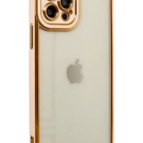 iPhone 12 Pro Kılıf Liva Lens Silikon - Rose-(5796)