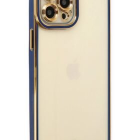 iPhone 12 Pro Kılıf Liva Lens Silikon - Mavi-(5796)