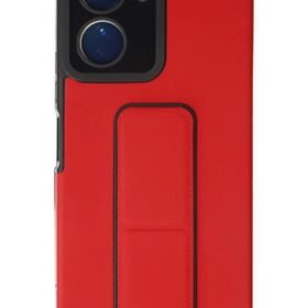 Vivo Y16 Kılıf Mega Standlı Silikon - Kırmızı-(5796)