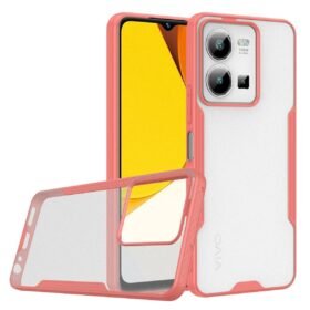 Vivo Y35 Kılıf Platin Silikon - Pembe-(5796)