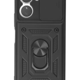 Vivo Y16 Kılıf Pars Lens Yüzüklü Silikon - Siyah-(5796)