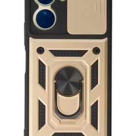 Vivo Y16 Kılıf Pars Lens Yüzüklü Silikon - Gold-(5796)