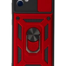 Samsung Galaxy A04 Kılıf Pars Lens Yüzüklü Silikon - Kırmızı-(5796)