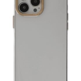 iPhone 13 Pro Kılıf Anka PC Sert Metal Kapak - Şeffaf-(5796)