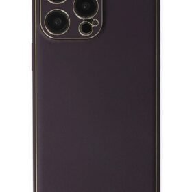 iPhone 13 Pro Max Kılıf Coco Deri Silikon Kapak - Derin Mor-(5796)
