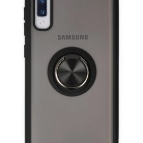 Samsung Galaxy A70 Kılıf Montreal Yüzüklü Silikon Kapak - Siyah-(5796)