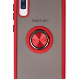 Samsung Galaxy A70 Kılıf Montreal Yüzüklü Silikon Kapak - Kırmızı-(5796)