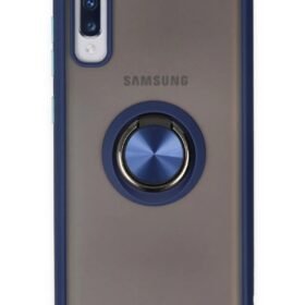 Samsung Galaxy A70 Kılıf Montreal Yüzüklü Silikon Kapak - Lacivert-(5796)