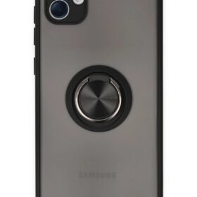 Samsung Galaxy A04 Kılıf Montreal Yüzüklü Silikon Kapak - Siyah-(5796)