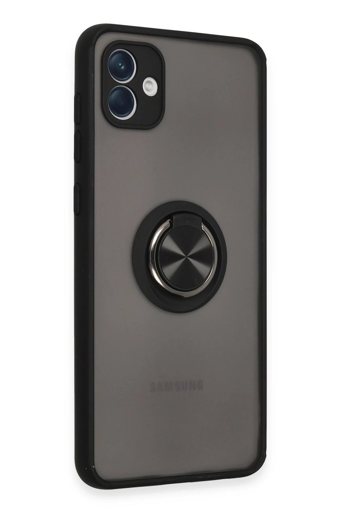 Samsung Galaxy A04 Kılıf Montreal Yüzüklü Silikon Kapak - Siyah-(5796) - Görsel 2