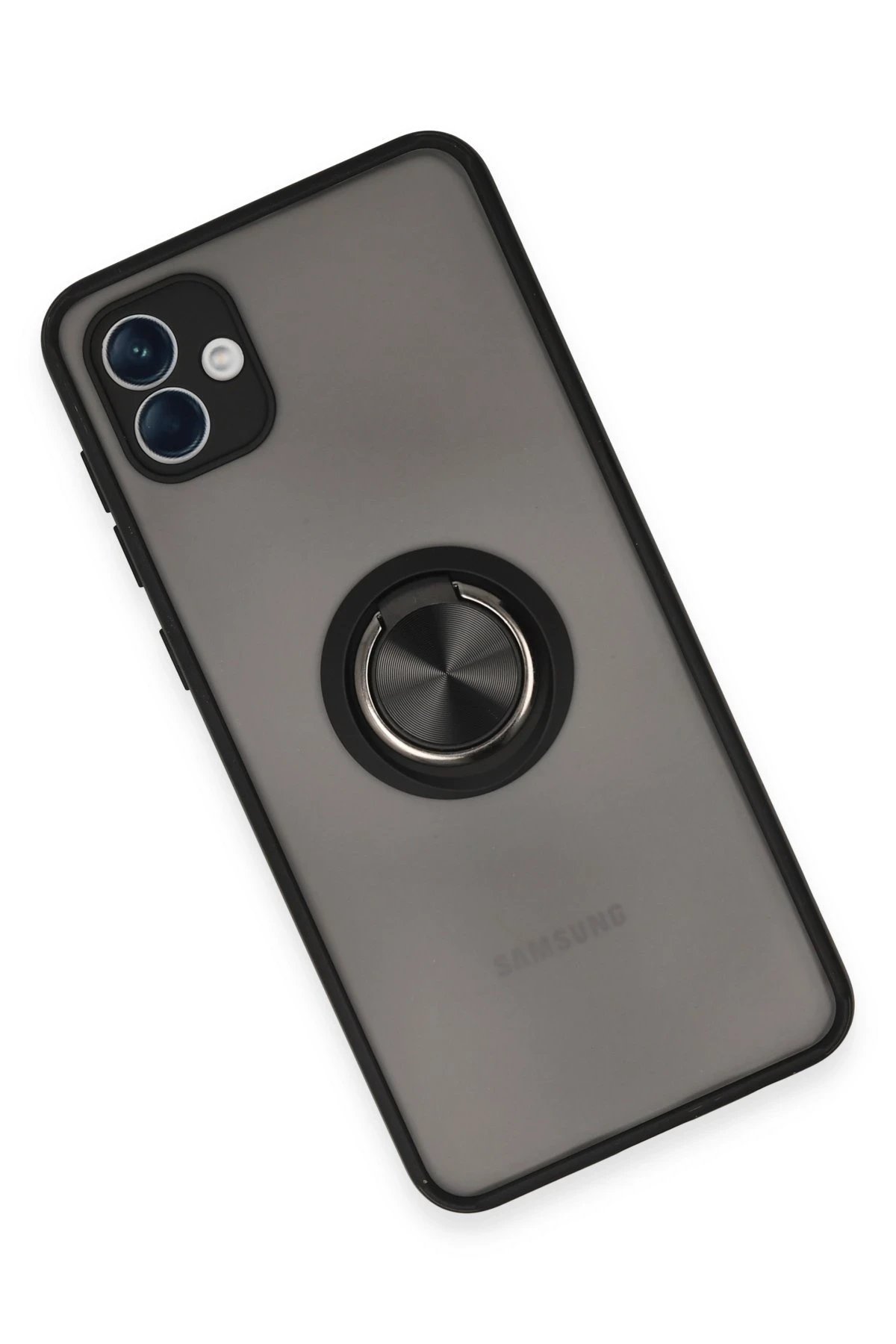 Samsung Galaxy A04 Kılıf Montreal Yüzüklü Silikon Kapak - Siyah-(5796) - Görsel 3