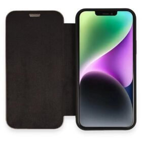iPhone 12 Kılıf Dolpin Kapaklı - Siyah-(5796)