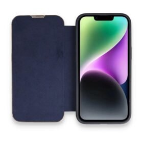 iPhone 14 Pro Kılıf Dolpin Kapaklı - Lacivert-(5796)