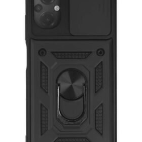 Xiaomi Poco M5 Kılıf Pars Lens Yüzüklü Silikon - Siyah-(5796)