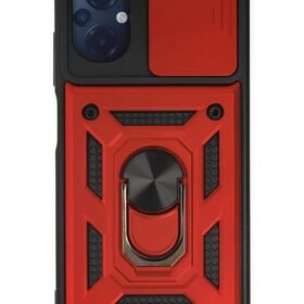 Xiaomi Poco M5 Kılıf Pars Lens Yüzüklü Silikon - Kırmızı-(5796)