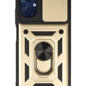 Xiaomi Poco M5 Kılıf Pars Lens Yüzüklü Silikon - Gold-(5796)