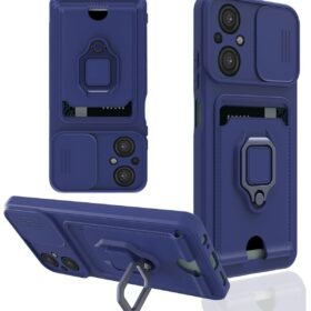 Xiaomi Poco M5 Kılıf Zuma Kartvizitli Yüzüklü Silikon - Lacivert-(5796)