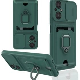 Xiaomi Poco M5 Kılıf Zuma Kartvizitli Yüzüklü Silikon - Yeşil-(5796)