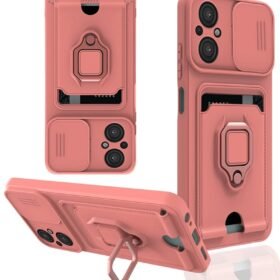 Xiaomi Poco M5 Kılıf Zuma Kartvizitli Yüzüklü Silikon - Pembe-(5796)