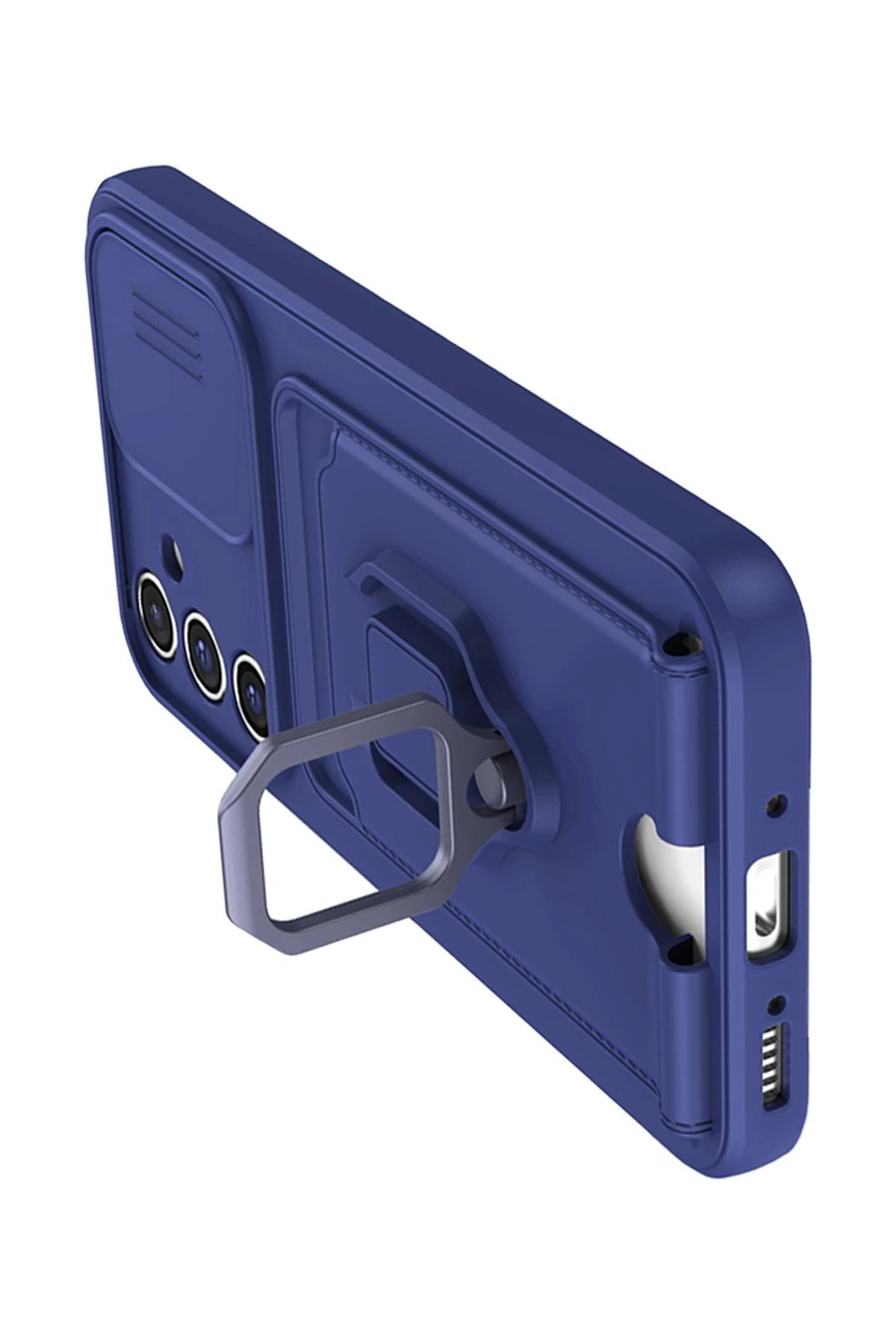 Samsung Galaxy A14 4G Kılıf Zuma Kartvizitli Yüzüklü Silikon - Lacivert-(5796) - Görsel 3