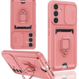 Samsung Galaxy A14 4G Kılıf Zuma Kartvizitli Yüzüklü Silikon - Pembe-(5796)